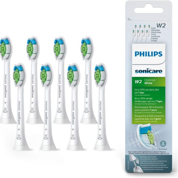 Optimal Whitening Sonicare BrushSync Heads - 8 Pack for Gums & Teeth Protection